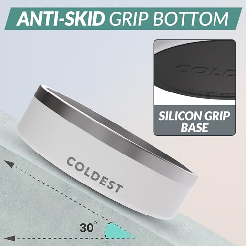 Coldest Dog Bowl - Anti Rust Metal, Non Slip, 3 Layers Insulated Stainless Steel Dog Bowls - Spill Proof & Heavy Duty - Water Bowl for Dogs, Cats & Pets, Dish Washer Safe (42 oz, Epic White) - Image 3