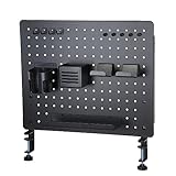 EastForce ペグボード デスクパネル (ブラック, 大) マグネット対応 ゲーミング パネル 卓上収納 フック トレー付き クランプ式 有孔ボード