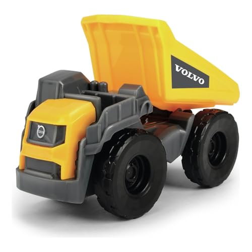 Dickie Toys - 5er-Set Micro Spielzeugautos (je ca. 8 cm) - 5 Autos (Polizei, Feuerwehr, Bagger, Traktor mit Anhänger und Muldenkipper) mit Freilauf und beweglichen Teilen für Kinder ab 3 Jahre