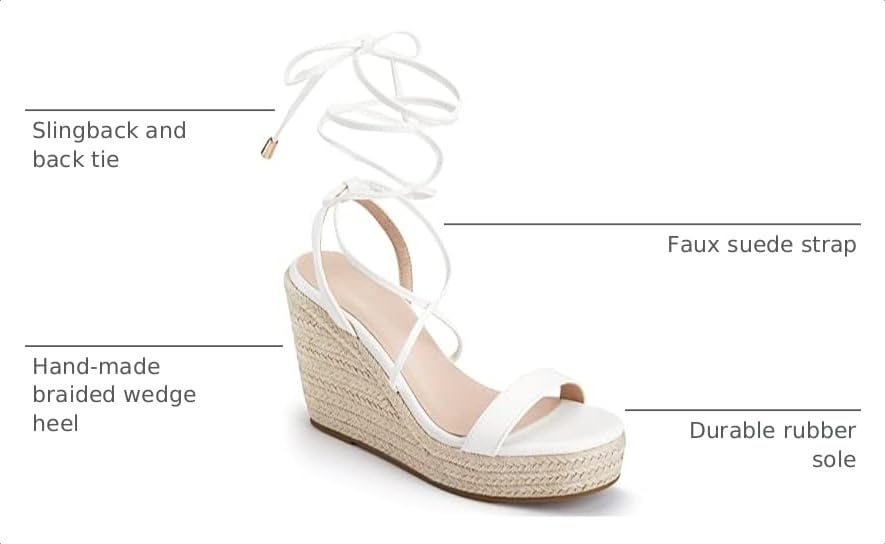 Image of Coutgo Women's Espadrille Wedges Lace Up Platform Ankle Cross Strap Slingback Summer Dress Sandals