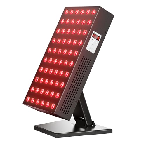 Lámpara de luz roja de 300W, panel de infrarrojos de 660 nm y 850 nm, ajuste de temporizador de 6 niveles, soporte ajustable, promueve la regeneración profunda de la piel y la circulación sanguínea