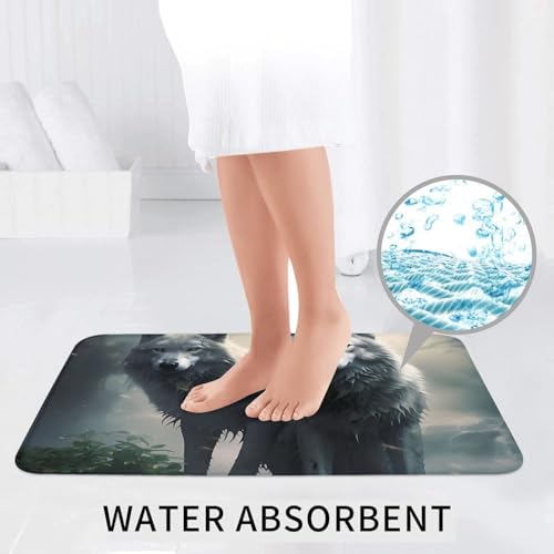 Tapis de bain antidérapant loup pour éviter les sols mouillés