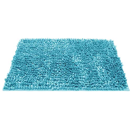 TOPDR Chenille-Badteppich, Superweicher Und Saugfähiger Mikrofaser-Teppich Mit Dickem Flor, Rutschfester Laufteppich Für Badewanne, Maschinenwaschbarer, Langlebiger, Dicker Teppich,Blau,40 * 60CM Cover