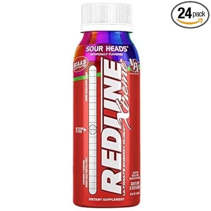 VPX Redline Xtreme - Bebidas energéticas listas para beber sin azúcar - Sabor a cabezas ácidas - 8 onzas, 24 botellas