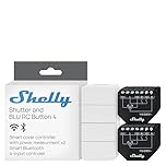 Shelly Shutter x2 & BLU RC Button 4 (Bundle) - Wi-Fi Interruttore a Relè Intelligente, 2 Canali, 4A, Monitora il Consumo di Energia, Tende & Tapparelle, Nessun Hub Richiesto, Alexa e Google Home