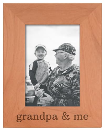 Personalized Gifts Grandpa Gift Grandpa and Me Grandchild Natural Wood Engraved 4x6 Portrait Picture Frame Wood