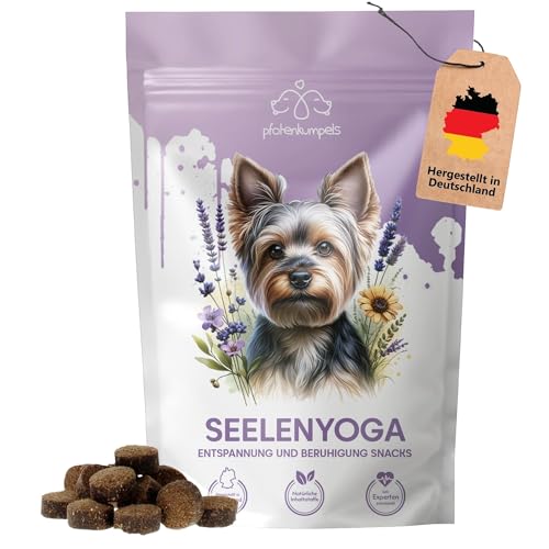 pfotenkumpels Seelenyoga | Beruhigungs-Snacks für Hunde I Mit Baldrian & Johanneskraut I Pflanzliches Beruhigungsmittel bei Angst, Stress & Silvester