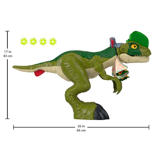 Fisher-Price Jouet dinosaure Imaginext Jurassic World Dilophosaurus, figurine de plus de 40 cm avec effets lumineux et sonores, pour les enfants à partir de 3 ans, HVY16