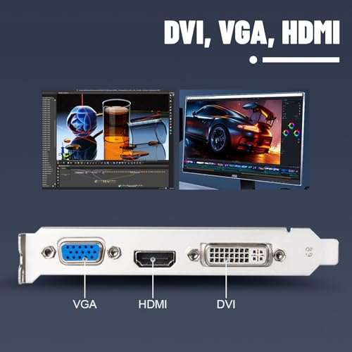 Bewinner Scheda Grafica GT610, 2 GB, DDR3, 64 Bit, Scheda Video Desktop HDMI DVI VGA, Schede Grafiche per Computer PCI Express X16 per GPU di Gioco per Computer Desktop