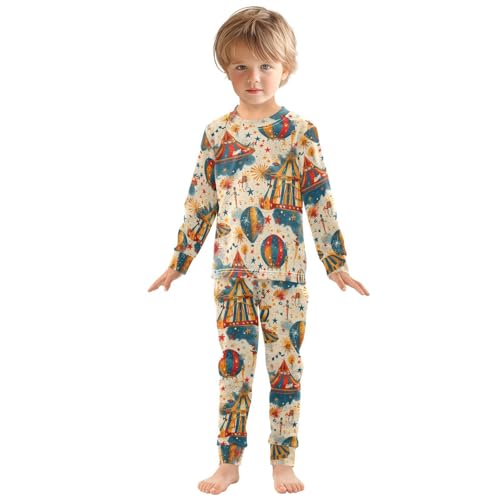 Pajama Sets Long Sleeve Circus Theme with Bright Soft Comfy Sleepwear 2 Piece PJS 3-8T2