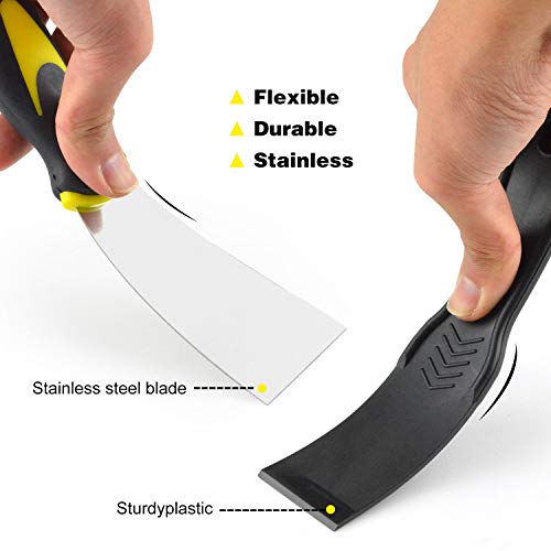 7PCS Putty Knife Scraper Set, Stainless Steel & Plastic Spackle Knife, 5 in 1 Painter Tools, Flexible Taping Knife for Glass, Drywall, Decals, Wallpaper Scraper, 1.5\'\', 2\'\', 2.5\'\', 3\'\', 4\'\', 5\'\', 6\'\'