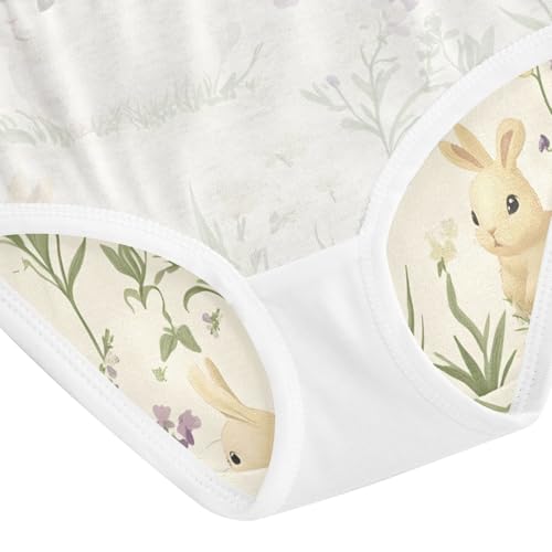 Cute Rabbits Flower Cream Underwear Toddler Girl, Girls Cotton Underwear, 2T–8 Years4