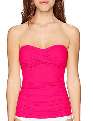 Image of Anne Cole Women's Twist Front Shirred Bandeau Tankini Swim Top