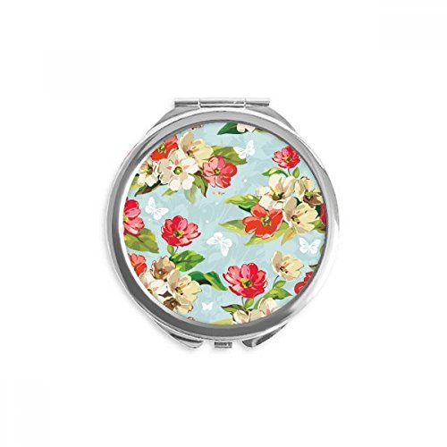Miroir de poche fleurs de pêcher maquillage portable rond de 2,6 pouces