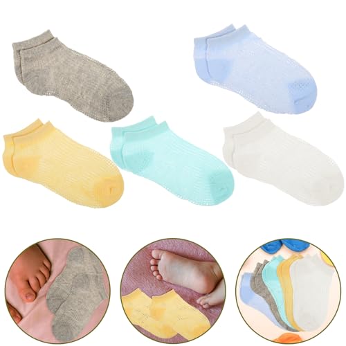 Infant Breathable Mesh Socks Kids Ankle Socks No Show 5 Pairs White Low Cut for Toddlers (1-3 Years)3