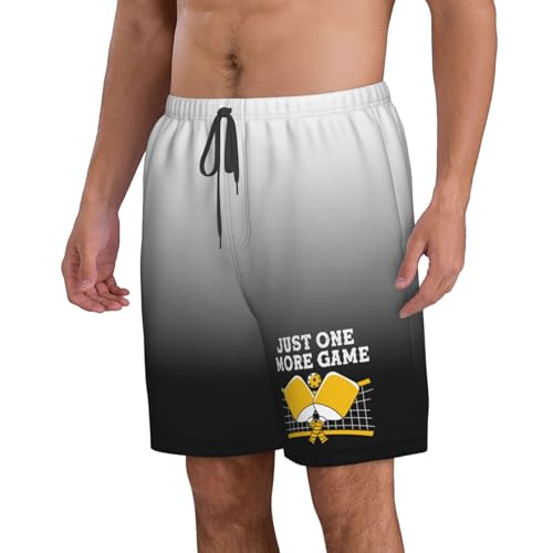 Just One More Game Pickleball Funny Men's Casual Board Shorts Swim Trunks Swimwear Bathing Suits,2