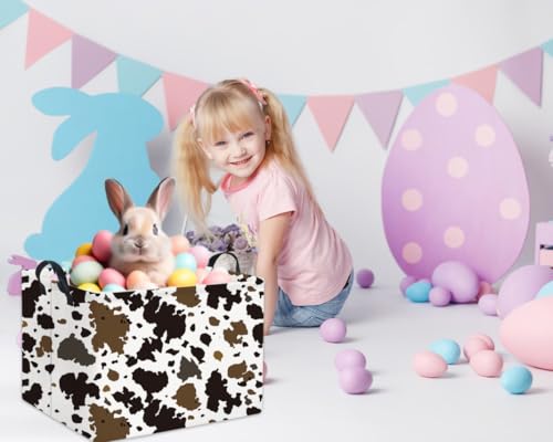 Image of Rectangular Easter Cow Basket - Kids Baby Storage Bin Toy Organizer Box for Boys Room Decor