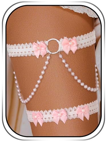 Campsis Wedding Garter for Bride, Pearl Garter Belt for Bridal