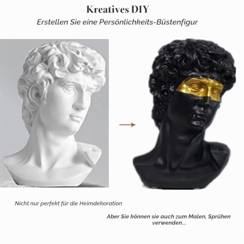 YiYFiT Resin Bust Statue Figur,6\ 15cm Griechische Mythologie David Bust Sculpture Figur für Home Ornament Büro Bücherregal Dekor Skizze Praxis DIY Kunst Geschenk-David