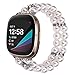 Wongeto Compatible with Fitbit Sense/Versa 3 Watch Bands,Fashion Handmade Elastic Stretch Pearl Bracelet Women Girls Replacement Strap for Fitbit Versa 3 accssorises (Pearl White)