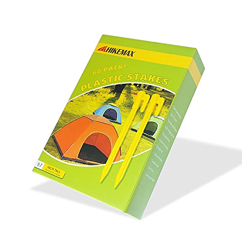Hikemax 60 Pack Plastic Tent Pegs Garden Landscape Stakes 5.7 Inch For Anchoring Garden Netting, Camping Tents, Rain Tarps And Landscape Fabric Lawn Edging #TOP4