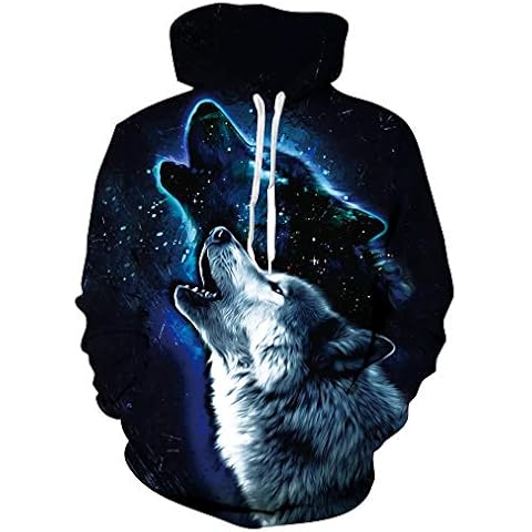RAISEVERN Sudadera Lobo Hombre 3D con Capucha Cover