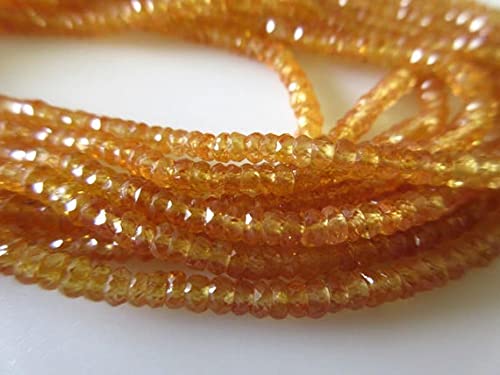 Perles saphir jaune orange 2mm 3mm en rondelles pour enfilage et fabrication de collier