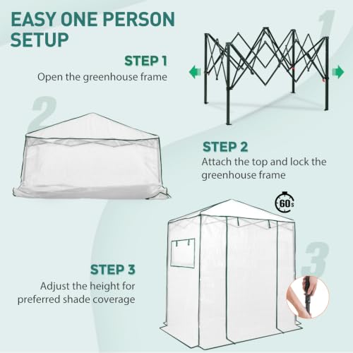 Image of EAGLE PEAK 6x4 Easy Setup Small Pop Up Greenhouse, Clear /White