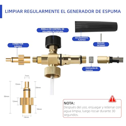 Miniatura 8 de Espuma Para Nieve Espuma De Jabón Para El Lavado De Autos Lance Con Boquilla De Espuma Ajustable, Botella Dispensadora De Jabón Y Adaptador De Hilo Para Lavadora De Presión Lavor