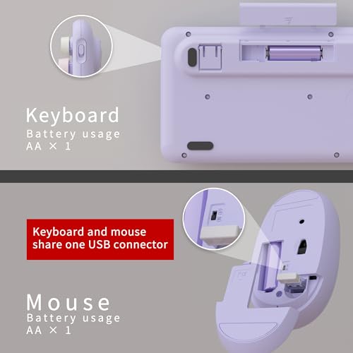 Image of UBOTIE Colorful Wireless Keyboard and Mouse Combo (Purple-Colorful)