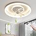Produktbild HYKISS LED Fan Deckenleuchte Moderne Nordic Dimmable Deckenventilator Ultradünn Unsichtbar 32W Deckenventilator Mit Beleuchtung Ultra-Leise Schlafzimmer Wohnzimmer Lüfter Fan Deckenlampe(Ø55cm),Weiß