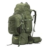 TriPole Colonel Pro Metal Frame Rucksack Front Opening Detachable Bag Rain Cover (90 litres, Army Gr