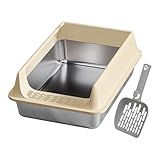 – 15,75 Zoll Edelstahl | antihaftbeschichtet - Hygienische Toilette mit Antiurin-Leck-Technologie für Kleine, Mittlere und Katzen, ideal für Wohnung, Terrasse, Garten