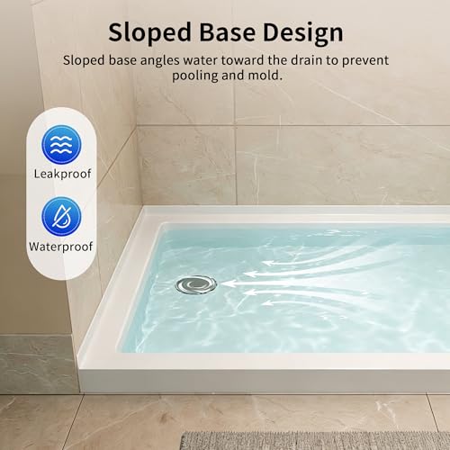 Image of DeerValley 60 inchL X 36 inchW Left Drain Shower Base in White
