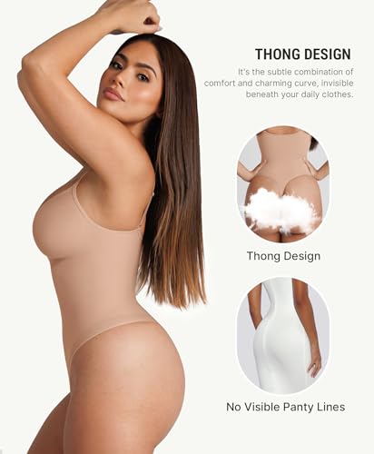 Image of FeelinGirl Body Shaper for Women Tummy Control Seamless Shapewear Bodysuit Thong Slimming Body Shaper 3XL-4XL