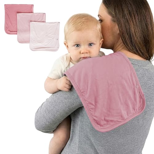 Image of Caden Lane Premium Baby Burp Cloths, Ultra Soft & Absorbent, Gender Neutral for Newborn, Boy & Girl, Essentials for Feeding & Teething, Machine Washable, 3-Pack, Pinks