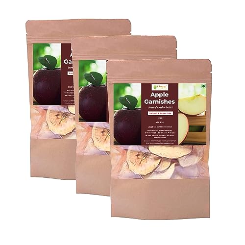 Image of Omrai Foods Dried Apple Slices Garnishes 50GM (Pack of 3) | Dehydrated Apple Fruit Garnish for Cocktails, Mocktails, Detox Water, Tea | 100% Natural Air Dried Fruit for Decoration