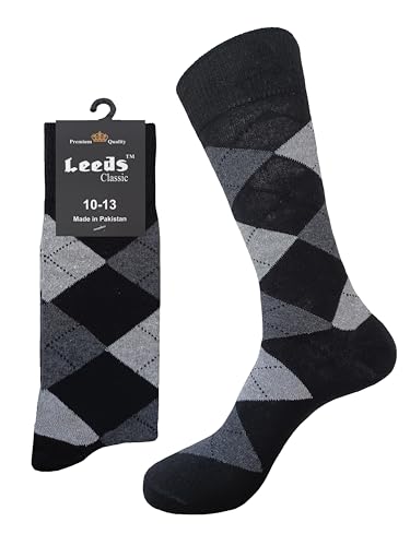 DIAMOND ARGYLE FORMAL DRESS SOCKS 6 PAIRS NATURAL COTTON SIZE 10-133