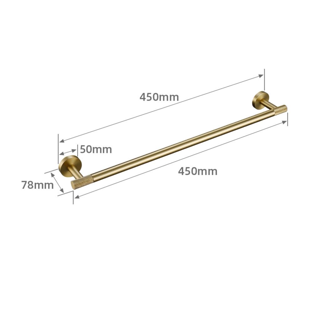 Set di accessori hardware per il bagno Kit in ottone zigrinato oro spazzolato Porta asciugamani Anello porta accappatoio Porta carta Porta asciugamani Scopino, portasciugamani, 45