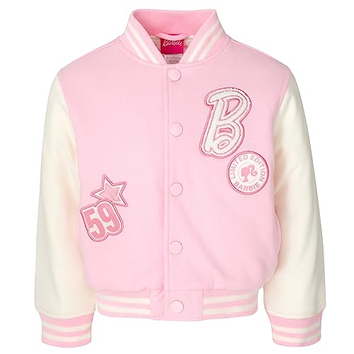 Barbie Girls French Terry Varsity Bomber Jacket Little Kid to Big