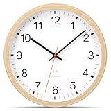 VIVILINEN Funkuhr Wand Lautlos Holzoptik Wanduhr Ohne Tickgeräusche Funkwanduhr...