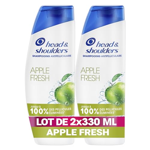 Head & Shoulders Apple Fresh Shampoing Antipelliculaire 2x330ml; Usage Quotidien; Jusqu'à 100% des Pellicules Éliminées, Cliniquement Prouvé; Tous Types de Cheveux et de Cuir Chevelu