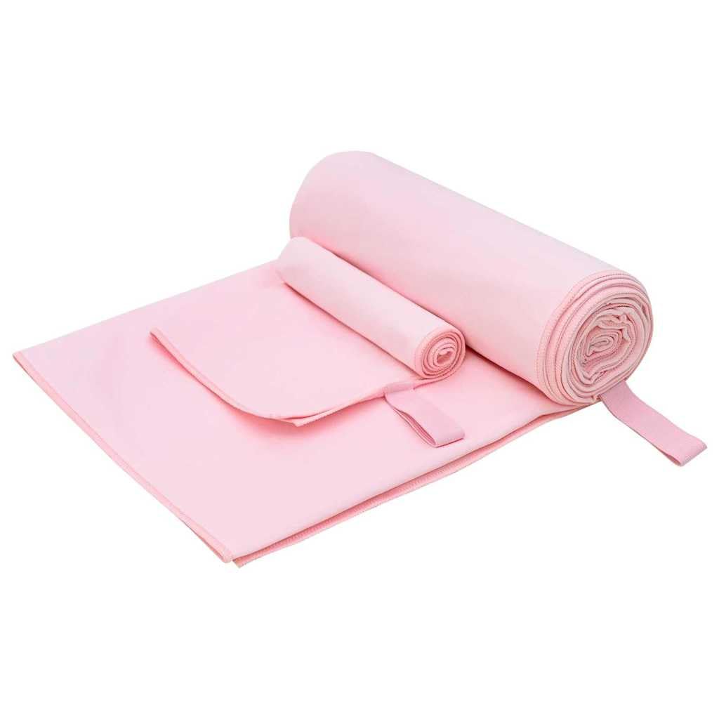 Juego de 2 toallas deportivas de tela rosa, secado rápido, absorbente, suave, mullida, de microfibra, toalla de baño, 200 x 100 cm, toalla de ducha, toalla de invitados, toalla de playa