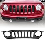 G-PLUS Front Hood Primed Grille Grill Assembly Compatible with Jeep Patriot 2011 2012 2013 2014 2015 2016 2017 ABS Plastic CH1200343C 68091526AA