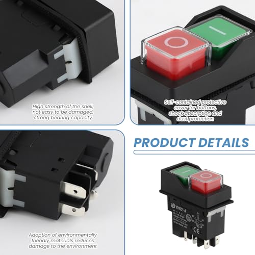 Cement Mixer Switch for Belle Minimix 240V IP55 Electric Rated On/Off Power Safety Switches Electromagnetic Push Button Waterproof Heavy Duty Machine for Machinery & Textile Equipment - Image 3