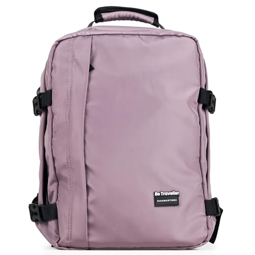PACO MARTINEZ Mochila de Viaje Expandible, Equipaje de Cabina con 2 Compartimentos Amplios y 1 Bolsillo, Puerto USB, Espalda Acolchada y Transpirable, Nylon Color Lila