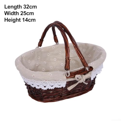 Cesta tejida a mano decorativa para organizar cosméticos en el baño con forro textil lavable 3