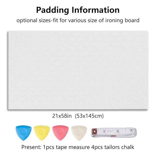 Image of SheeChung Ironing Board Pad Only,Fit Ironing Boards Up to 57 inchx21 inch,Cut to Desired Sizes,450G /M Ultra Thick Replaceable Ironing Padding,Universal Premium Felt Ironing Board Pad