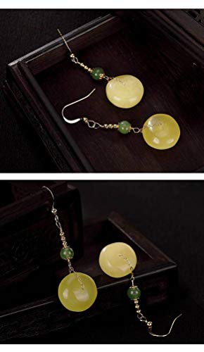 Boucles d'oreilles style chinois or 14K et ambre le cadeau rétro idéal - 5