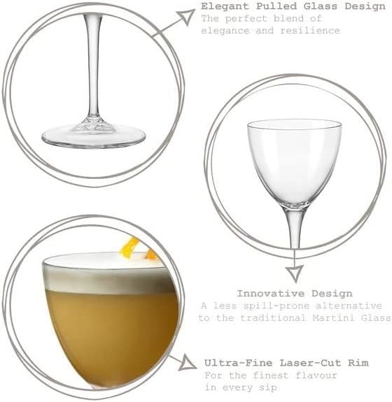 Bormioli Rocco Bartender Novecento 5.25 oz. Nick & Nora Cocktail Glasses, Set of 4, Clear Product Image 4